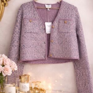 AOS  Lavender wool  Tweed Cardigan